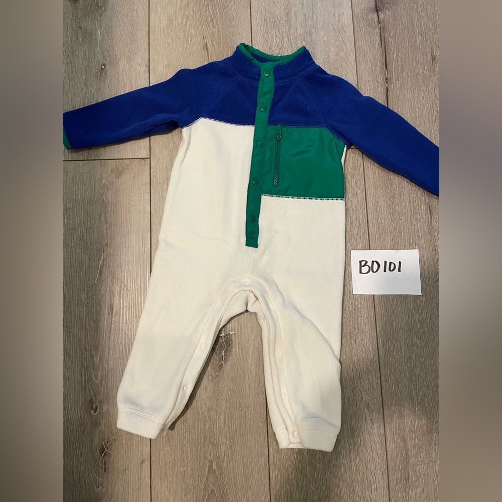 Multi Color Microfleece Button-Front Color-Block One-Piece Baby Infant 18-24 Mon - Picture 2 of 6